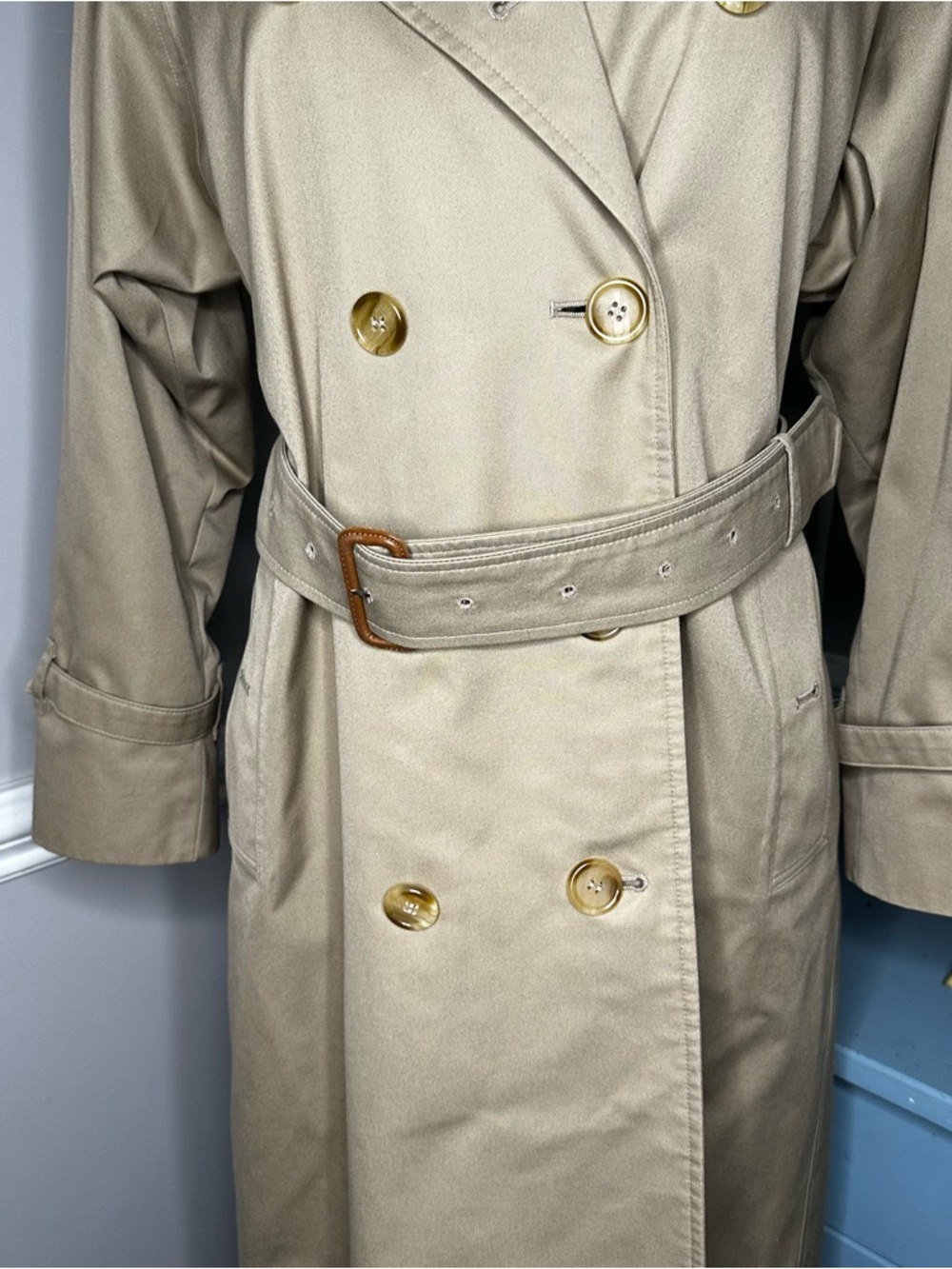 Vintage Burberrys Trench Coat Size 4 XLong Wool Liner Beige Classic Nova Check - Picture 3 of 16